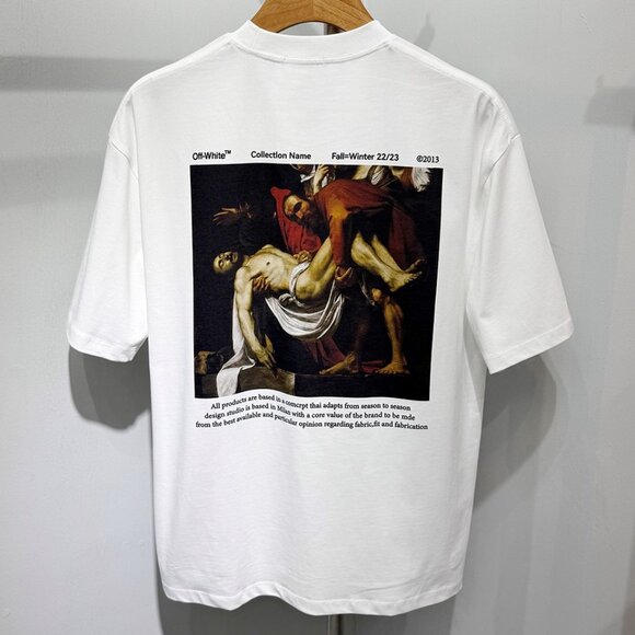 Off-White Artistic Religious Painting Graphic Print White T-Shirt - Picture 1 of 7